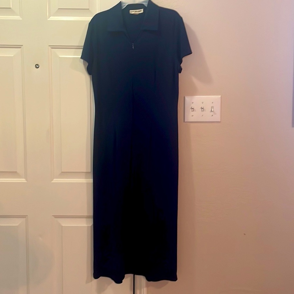 Navy blue short sleeve shirt dress